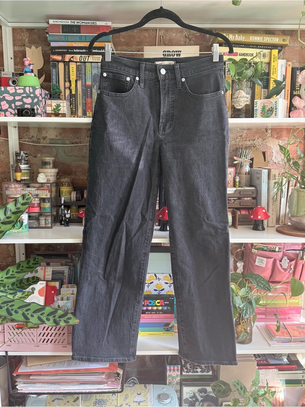 Madewell the perfect vintage high waisted black wide leg jeans petite size 26